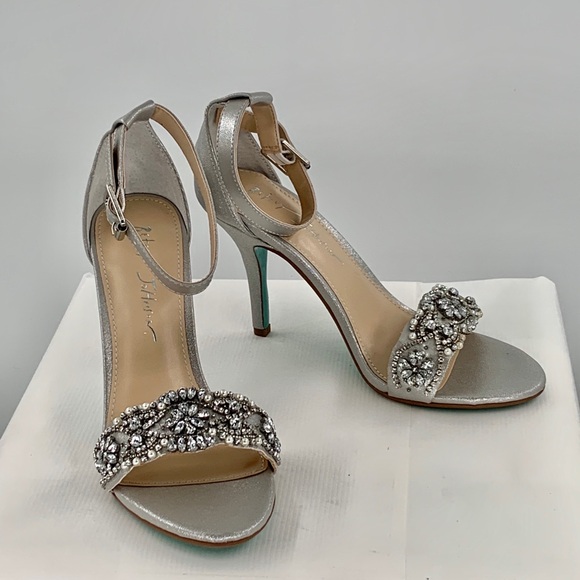 Blue by Betsey Johnson Shoes - NWT NIB Blue by Betsey Johnson Women's Gina Silver Jeweled Dress Sandals